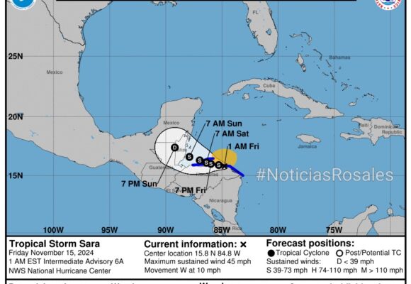 Lluvias torrenciales en Honduras por ingreso de la tormenta tropical Sara